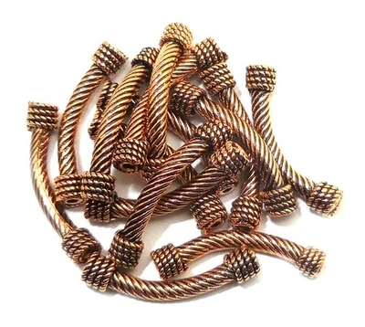 35 PIECES 25X3MM SOLID COPPER BALI TUBE BEAD ANTIQUE COPPER 311 - Image 1 of 3