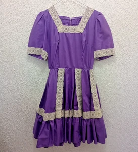 Vintage Square Dance Dress Rockabilly Country Partners Please  Purple Lace Small - Picture 1 of 9
