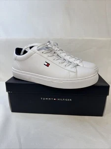 TOMMY HILFIGER Men’s White Sneakers Casual Shoes Size 9 M - Picture 1 of 15