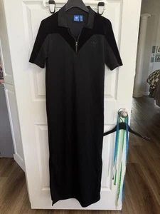 Maxi Vestido Camiseta Adidas Terciopelo Vibes Para Mujer M Negro Texturizado Manga Corta Largo - Imagen 1 de 10