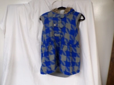 CHALECO BONGO AZUL Y GRIS CON CAPUCHA DE PIEL Foto 1 de 4