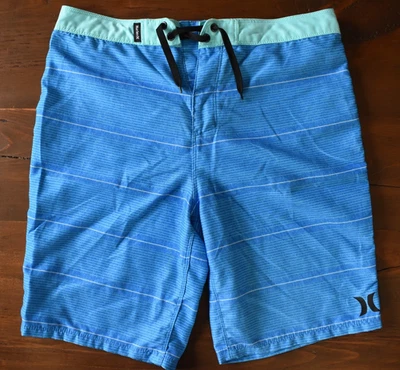 Boys Size 18/29 *HURLEY* Swim Trunks Unlined Board Shorts *Blue Stripes* - image 1 of 4
