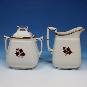 Alfred Meakin Tealeaf White Ironstone - Small Pitcher and Covered Sugar Bowl - Picture 1 of 7