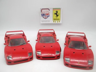 1/18 Pour Pièces ou Réparations Lot de 3 Burago Ferrari F40 1987 Rouge - Photo 1/4