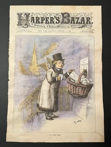 1885 THOMAS NAST FINANCIAL POLITICAL STOCK MARKET MONEY BANKER HARPER’S BAZAR - Picture 1 of 3