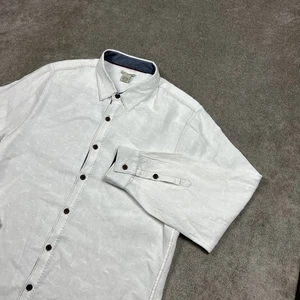 Camisa Carbono 2 Cobalto Para Hombres Grande Lino Abotonada Blanca Negocios Verano Informal - Imagen 1 de 8