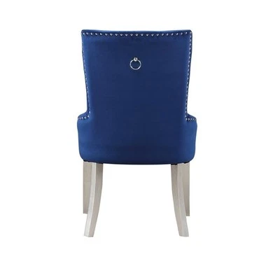 ACME Varian Fabric Tufted Upholstered Side Chair in Blue and Antique Platinum - Image 1 of 4