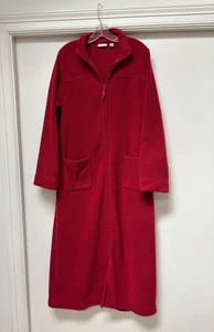 LL Bean Damen Gr. L Fleece Morgenmantel langer Reißverschluss mit Taschen rot - Bild 1 von 5