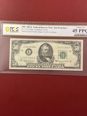 $50 1963A Federal Reserve Note San Francisco PCGS 45PPQ - Image 1 of 2