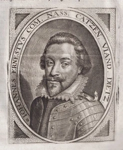 Johann-Ernst V.Nassau-Siegen Portrait Copperplate Engraving 1615 - Picture 1 of 1