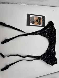 Leg Avenue Rhinestone Garter Belt, Black, One Size - Picture 1 of 7