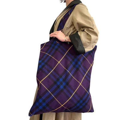 Burberry Limited Edition Purple Plaid Tote Shopper - Travel Bag Oversized NWOT - Image 1 of 4