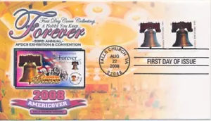 #4127 Liberty Bell Therome cachet FDC Falls Church Virginia Americover 2008 - Picture 1 of 1