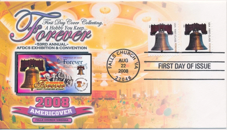 #4127 Liberty Bell Therome cachet FDC Falls Church Virginia Americover 2008 - Image 1 of 1