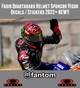 Adesivi Decalcomanie Visiera per Casco Fabio Quartararo 2022+ NUOVI!!! (3 adesivi) - Foto 1 di 1