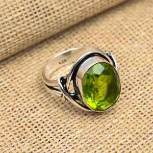Peridot Gemstone Ring Solid 925 Silver Handmade Boho Sterling Ring All Size SR20 - Picture 1 of 5