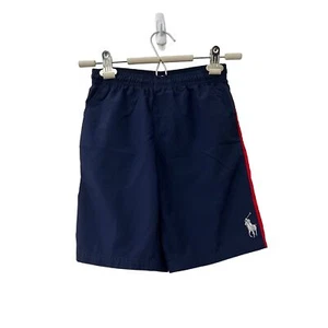Polo Ralph Lauren Boys Navy Blue Red Logo Front Swim Trunks Size 7 - Picture 1 of 5