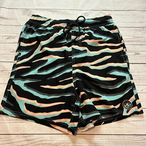 Neff Multi Colored Zebra Stripes Swim Trunks Board Shorts Youth Boys Size Large - Picture 1 of 12
