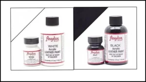 Angelus Acrylic Leather Paint for Sneakers, Boots - White & Black -1oz / 4oz - Picture 1 of 5