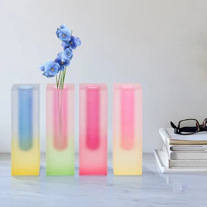 4PCS Acrylic Vase Gradient Color Desktop Flower Vase Home Decor 22*13*13cm - Picture 1 of 18