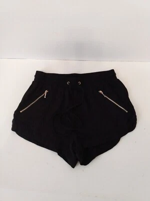 Pantalones cortos para mujer Love Culture negros con cordón cintura elástica bolsillos con cremallera talla M Foto 1 de 4