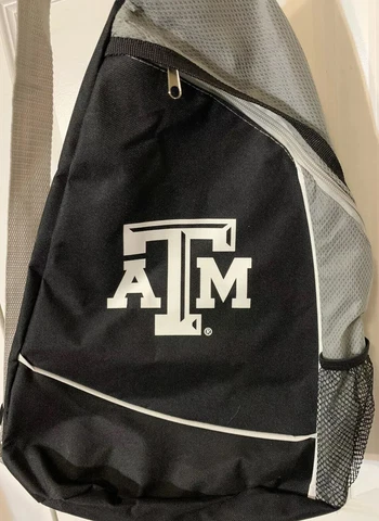 Texas A&M sling backpack Black White Gray Cover