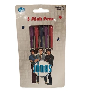Disney Jonas Brother 5 Stick Pens Medium Tip Black Ink New Sealed - Picture 1 of 2