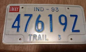 1993 Indiana License Plate Trailer # 47619Z - Picture 1 of 4