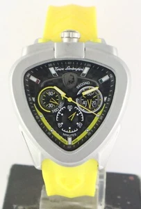 Lamborghini Men Chronograph Black Dial Excellent Working Wristwatch Rubber Band - Picture 1 of 9