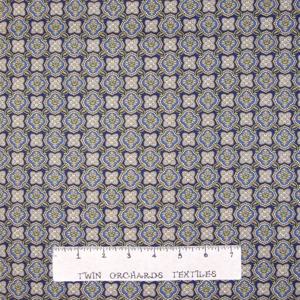 Tela Calicó - Medallón Geométrico Azul y Verde - Acolchado Tesoros Patio Foto 1 de 1