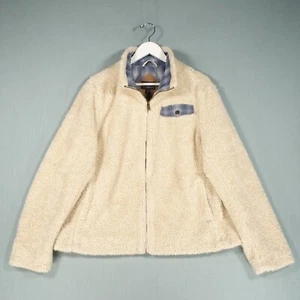 Pendleton Fleece Mens Extra Large Beige Blue Sherpa Jumper Zip Up Plaid Jacket - Picture 1 of 19