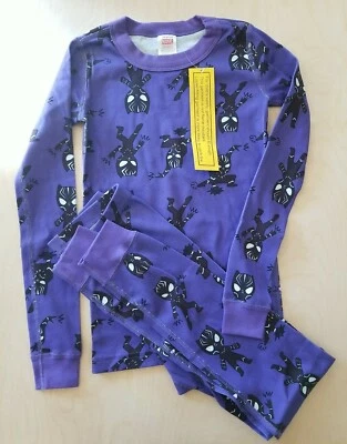 NWT Hanna Andersson MARVEL BLACK PANTHER PURPLE ORGANIC LONG JOHN PAJAMAS 130 8 - Image 1 of 4