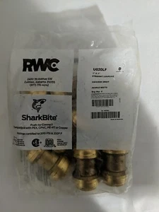 (6pk)SharkbiteStyle.Fit 1x1 Inch PushConnect Fitting . UO20LF StraightCoupling - Picture 1 of 5
