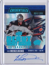 19/20 UD Credentials Debut Ticket Auto #EM Elvis Merzlikins Blue Jackets /299