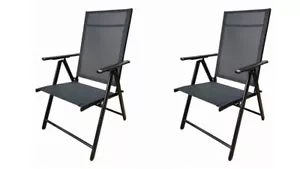 Hochrücken Garten Outdoor Stuhl 9 bequeme Positionen schwarz grau Single oder Set - Bild 1 von 8