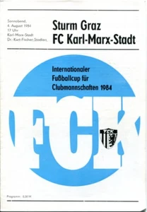 Programmheft, Fußballcup Clubmannschaften/Sturm Graz-FC Karl-Marx-Stadt 1984 /73 - Bild 1 von 1