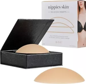 B-SIX NIPPIES PELLE NO-SHOW REGGISENO COPERCHIO CAPEZZOLI SILICONE INSERTI CREMA A-C - Foto 1 di 1