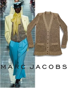 MARC JACOBS COLLECTION The Ruway Cardigan in Metallic Gold Knit L - Picture 1 of 6