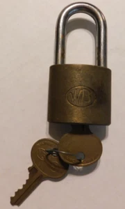 WB WILLIAM BOHANNAN BRASS PADLOCK WITH 2 KEYS - Picture 1 of 3