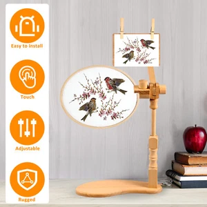 Wooden Embroidery Hoop Holder Adjustable Embroidery Hoop Stand 360°.> - Picture 1 of 11