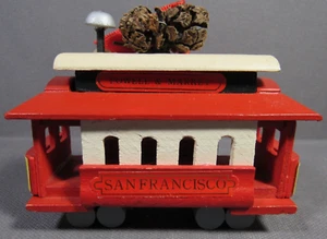 Vintage Wooden Christmas Ornament San Francisco Cable Car 3.5" x 2.5" - Picture 1 of 8