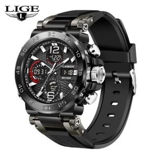 Luxury Men Watch Quartz Digital Analog LED Waterproof Sport Boys Male Wristwatch - Picture 1 of 9
