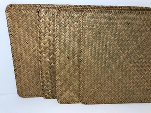 Rattan Natural Woven Seagrass Rectangular Placemats Tropical 11.5X17” Set of 4 - Picture 1 of 8