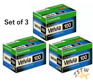 Set of 3 FUJI Fujifilm Velvia 100 36exp 135 35mm Color Reversal Film Free Ship - Picture 1 of 7