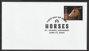 US 5894 Horses Brown with Bridle Facing Left BWP FDC 2024 - Picture 1 of 1