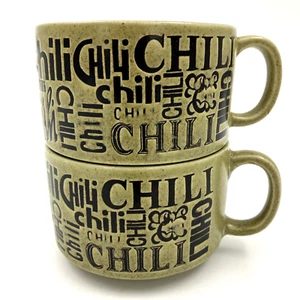 Otagiri StyleCraft Speckled Green Stoneware Chili Soup Bowl/Cup w Handle Set - Picture 1 of 6