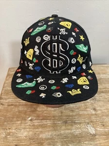 Gorra de béisbol J Joinde negra con logotipos bordados talla grande usada - Imagen 1 de 5