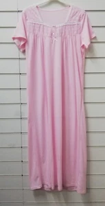 DAMART LADIES PINK LONG JERSEY COTTON EMBROIDERY YOKE NIGHTDRESS UK SIZE 8 - Picture 1 of 2