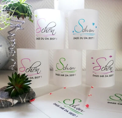 4 x Lichthülle Windlicht Schön dass ... Taufe Kommunion Konfirmation Tisch Deko - Bild 1 von 4