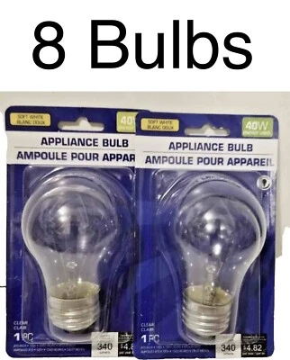 8 Bulbs  40-Watt A15 Appliance Light Bulb / Lava Lamp, E26 Medium Base, Clear - Image 1 of 2